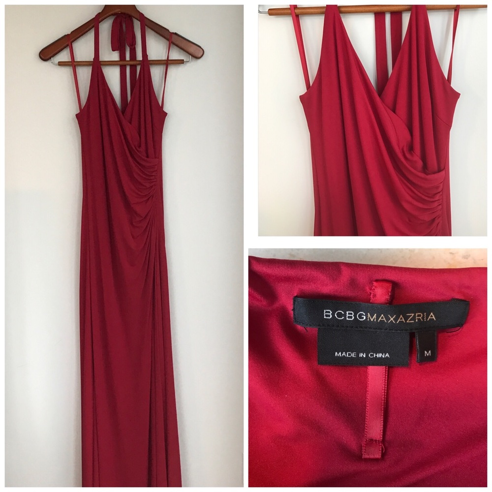 NWOT BCBG MaxAzria Cherry Red Halter Dress, M
